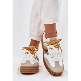 Baskets pour femmes sur la plate-forme avec imprimé léopard blanc à double laçage