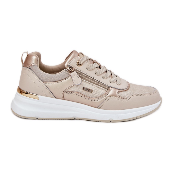 EVento Chaussures de sport en cuir féminin avec une serrure beige