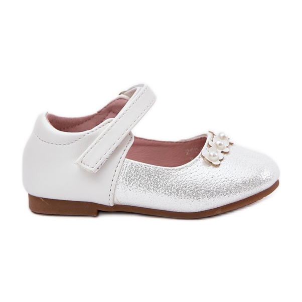 EVento Ballerinas pour enfants Velcro avec des fleurs blanches