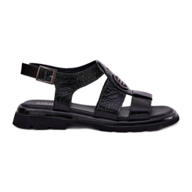 Sandales en cuir pour femmes verni avec un détail décoratif artiker 56c0691 noir