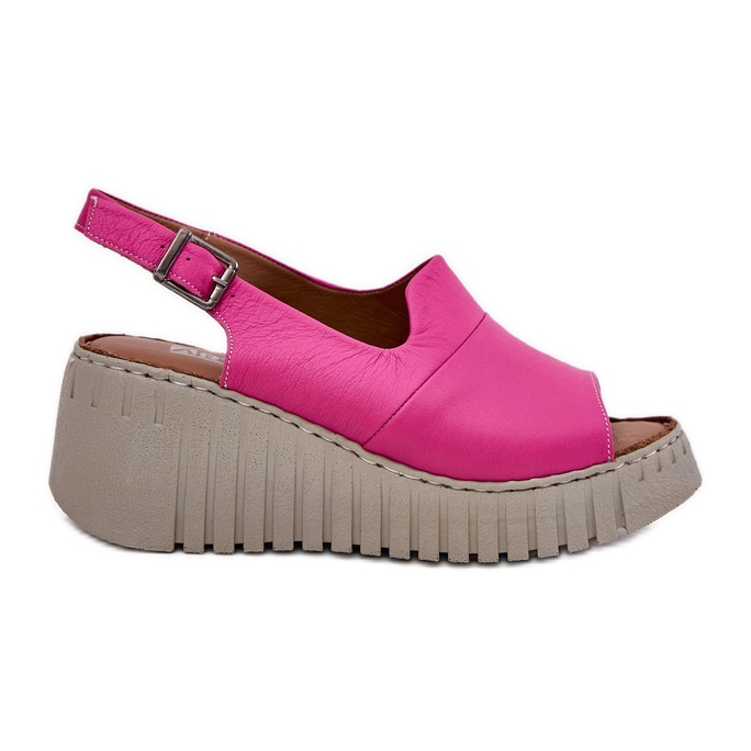 ARTIKER Sandales féminines en cuir naturel pour un coin Artker 54C0789 Fuchsia rose