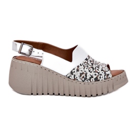 ARTIKER Sandales féminines en cuir naturel sur Wedge Artker 56C0958 blanc