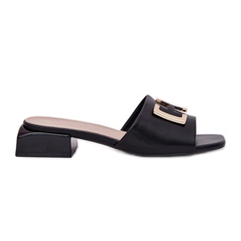 Vinceza Élégants pantoufles féminines sur un bloc avec un détail doré de Vincez 62229 Black noir