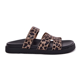 Les tongs des femmes avec Vinceza 17401 Velcro Leopard brun