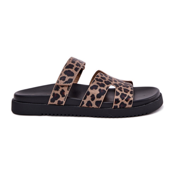 Les tongs des femmes avec Vinceza 17401 Velcro Leopard brun Les tongs des femmes avec Vinceza 17401 Velcro Leopard brun