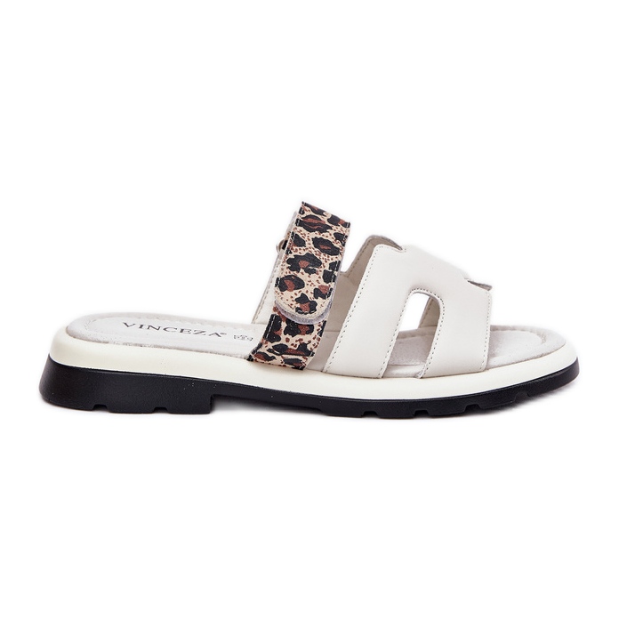 Les tongs en cuir des femmes Vinceza 66769 cloche légère beige