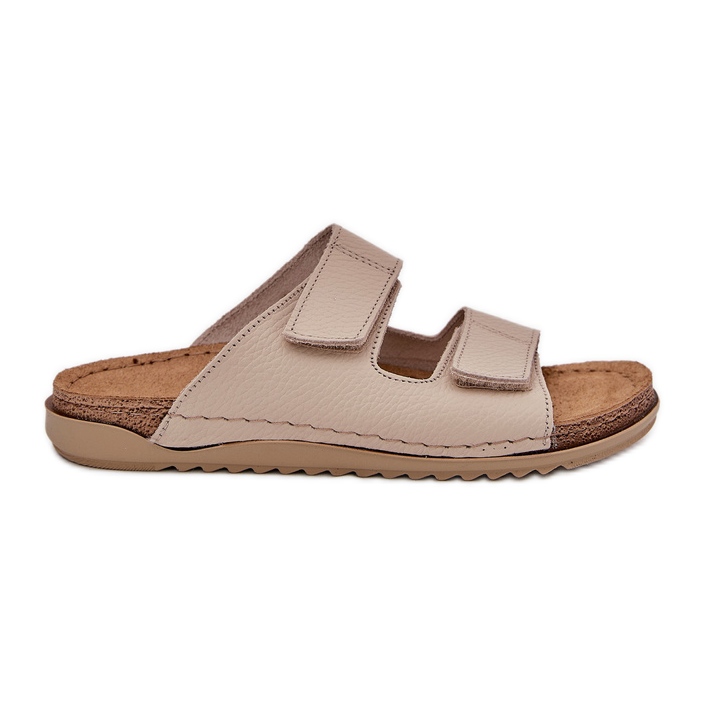 Slippers en cuir féminin inblu aa0005g beige