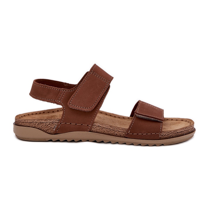 Sandales en cuir féminin inblu aa0001ki chameau brun
