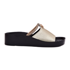 S.Barski Des tongs en cuir pour femmes avec une bande d'or décorative KV51-034 doré