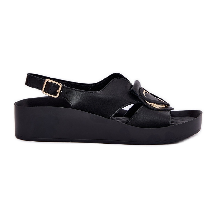 S.Barski Sandales en cuir pour femmes sur Wedge S. Barski KV51-031 noir le noir