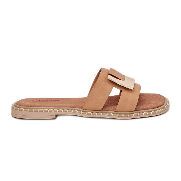 Les tongs plats des femmes avec des détails décoratifs artiker 56c1335 beige