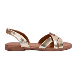 EVento Sandales plates pour femmes avec cuir doré d'or