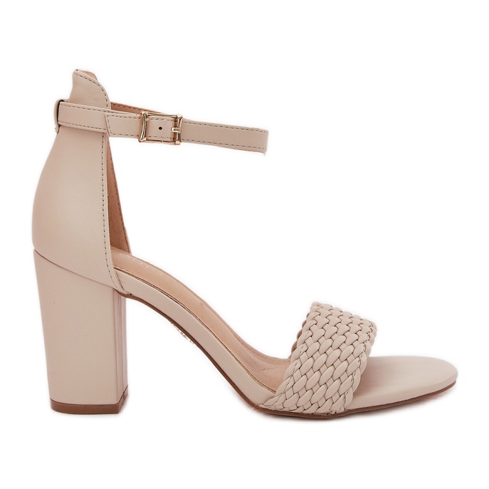 EVento Sandales pour femmes sur un post avec une ceinture beige tissée