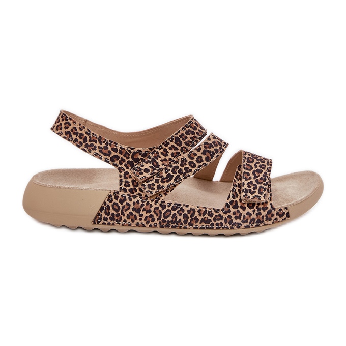 Sandales en cuir pour femmes Zazoo K1004 Print léopard brun