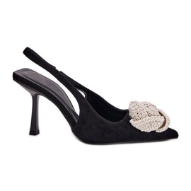 Talons hauts avec décoration Eco Black Suede noir