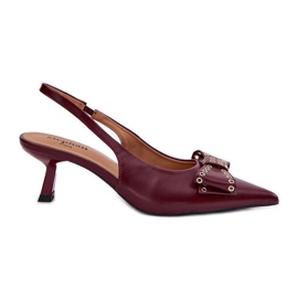 Pompes sur un talon avec un arc bordeaux rouge