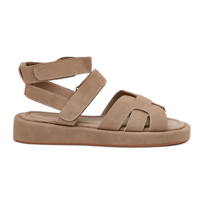 Sandales féminines avec velcro kaki beige Sandales féminines avec velcro kaki beige
