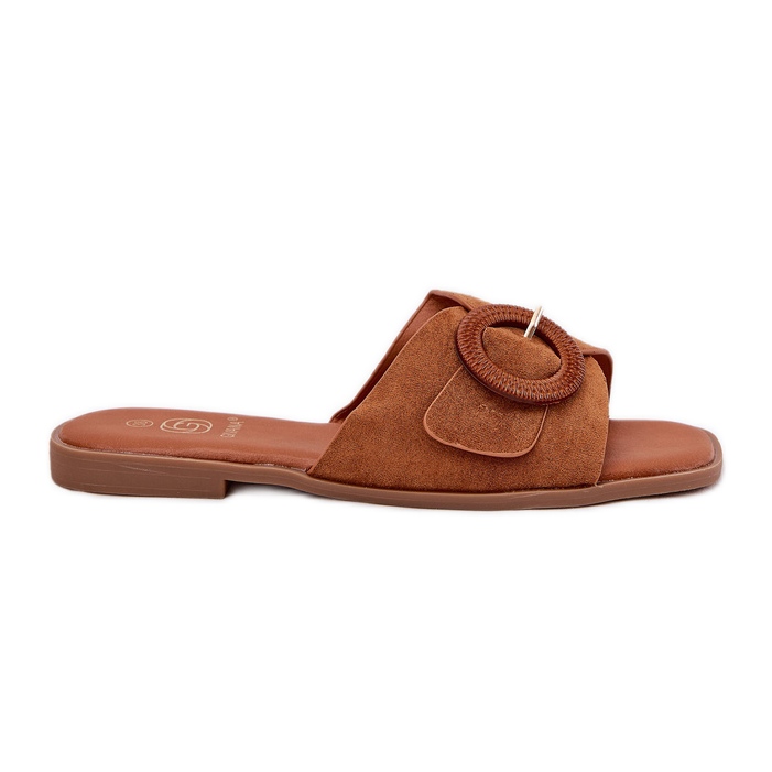 Les tongs pour femmes à thèmes à thèmes avec boucle de chameau brun