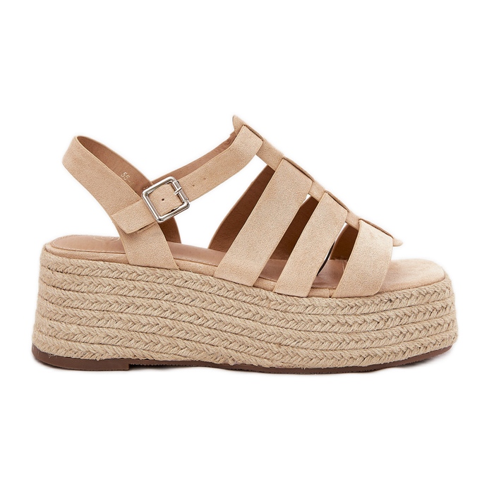 Sandales pour femmes avec rayures et beige tresse