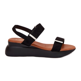 Sandales noires à semelles compensées pour femmes le noir