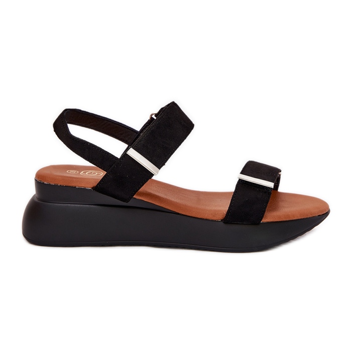 Sandales noires à semelles compensées pour femmes le noir