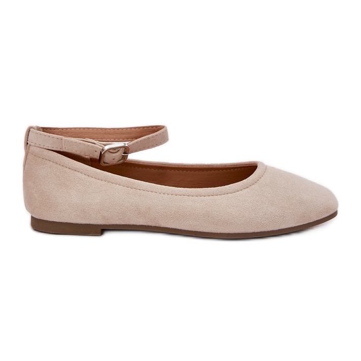 Ballerines d'éco en daim avec une ceinture et une pince beige