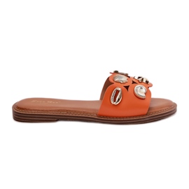 Les tongs pour femmes à thèmes à thèmes avec des épingles d'or orange Les tongs pour femmes à thèmes à thèmes avec des épingles d'or orange