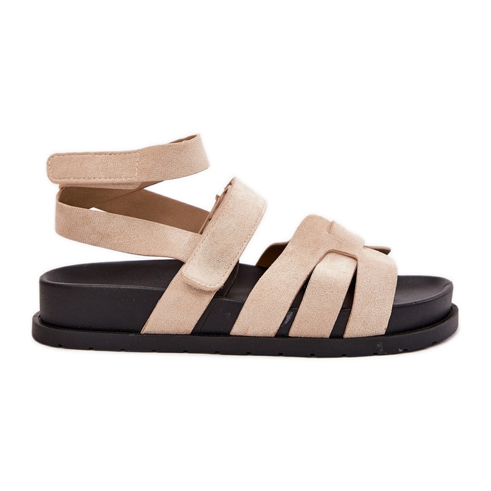 Sandales pour femmes en daim Eco avec Velcro Beige