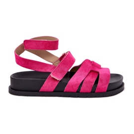 Sandales pour femmes en daim Eco avec Velcro Fuchsia rose