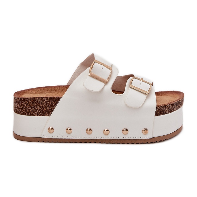 Les tongs pour femmes avec des boucles sur une plate-forme massive blanche Les tongs pour femmes avec des boucles sur une plate-forme massive blanche