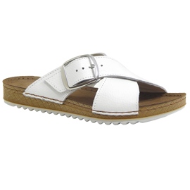 Befado Béfado en cuir féminin Slippers 158d295 blanc