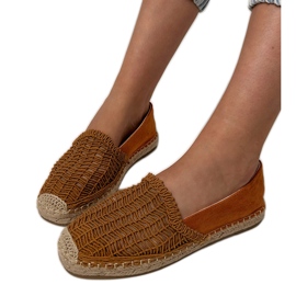 Brown Openwork Espadrilles sur la plate-forme brun