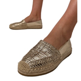 Openwork Espadrilles sur la plate-forme doré