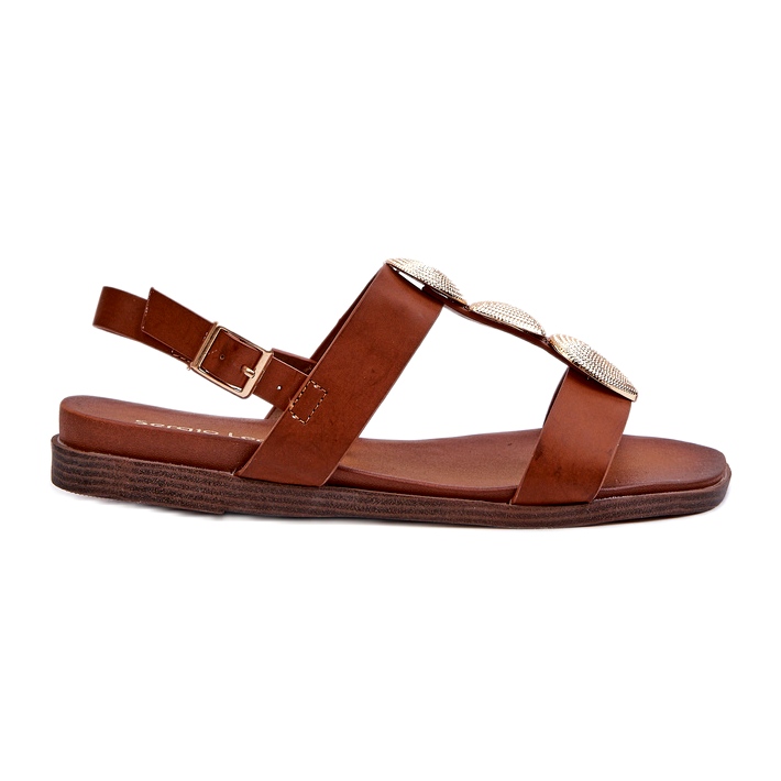 Sandales plates pour femmes avec décorations Sergio Leone SK072H marron brun