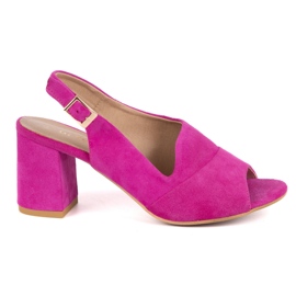 Olivier Talons hauts pour femmes N1818 Sandales en cuir en daim naturel fuchsia rose