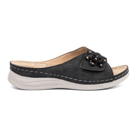 Seastar Slippers des femmes noires avec une fleur décorative le noir