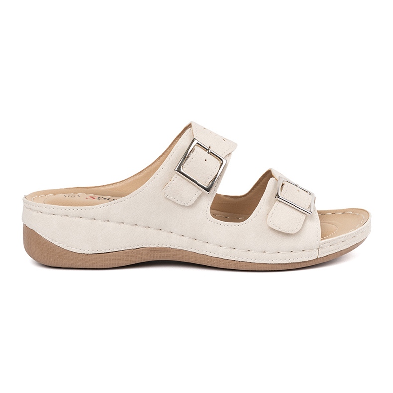 Seastar Pantoufles sur un coin bas avec des pinces beige
