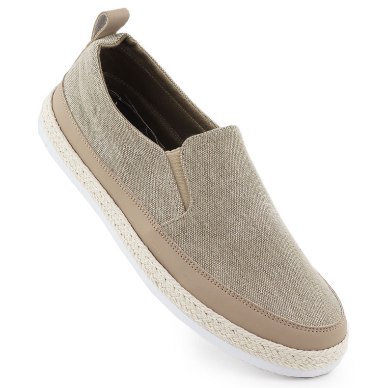 Chaussures masculines Espadrilles a glissé Khaki Nowacki 0017-T beige