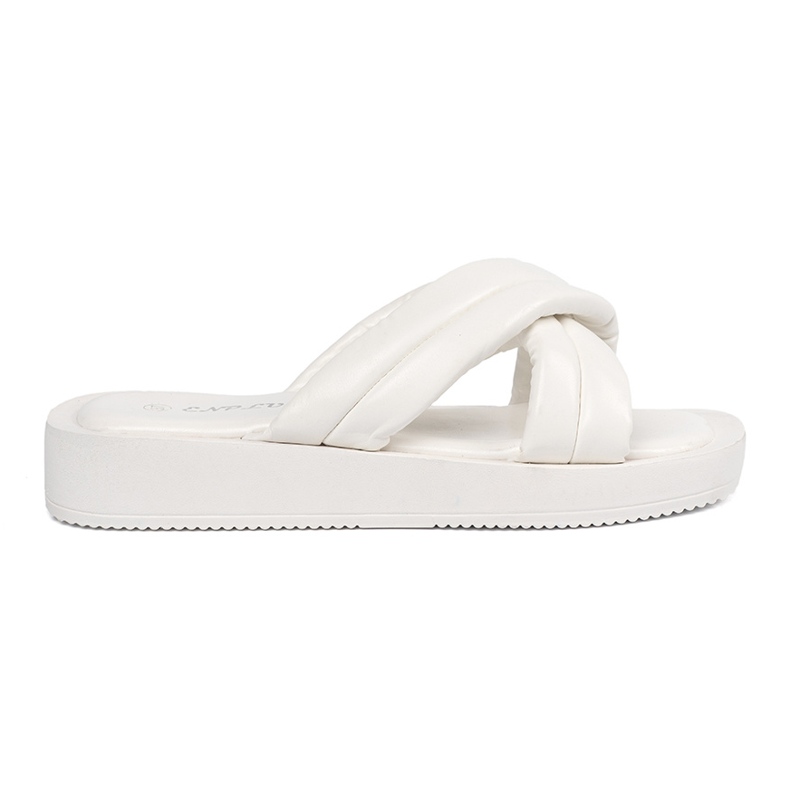 Tongs plateforme femme blanches