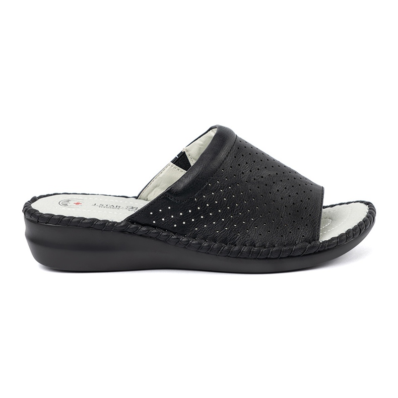 J. Star Pantoufles avec une semelle en cuir noire le noir