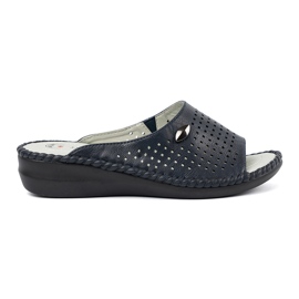 Les tongs des femmes de la Marine avec un insert en cuir bleu