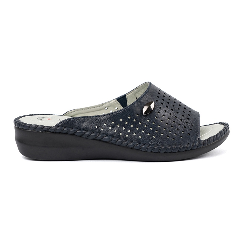 Les tongs des femmes de la Marine avec un insert en cuir bleu