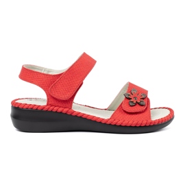 J. Star Sandales rouges avec un insert en cuir