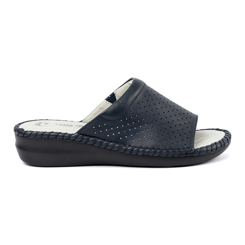 J. Star Les tongs avec un insert en cuir bleu marine