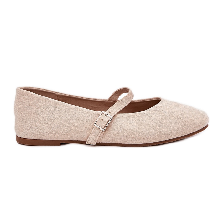 Ballerines plates avec une ceinture beige en daim eco