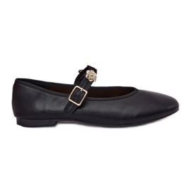 Ballerines féminines avec une ceinture et des épingles dorées noires le noir