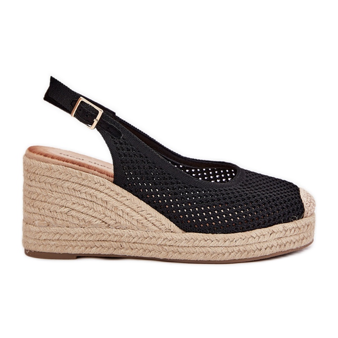 Sandales féminines pour coin avec une tresse noire le noir