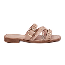 Les tongs pour femmes à thèmes pour femmes décorés avec des rayures et une pince beige Les tongs pour femmes à thèmes pour femmes décorés avec des rayures et une pince beige