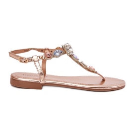 Sandales féminines à thèmes avec des cristaux rose or doré