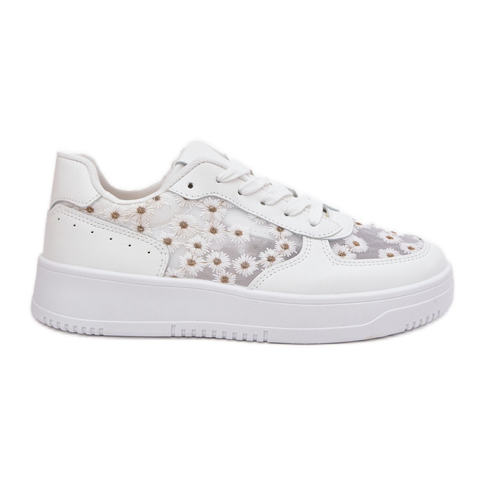 Baskets en mailles pour femmes White Stokrotki blanche Baskets en mailles pour femmes White Stokrotki blanche